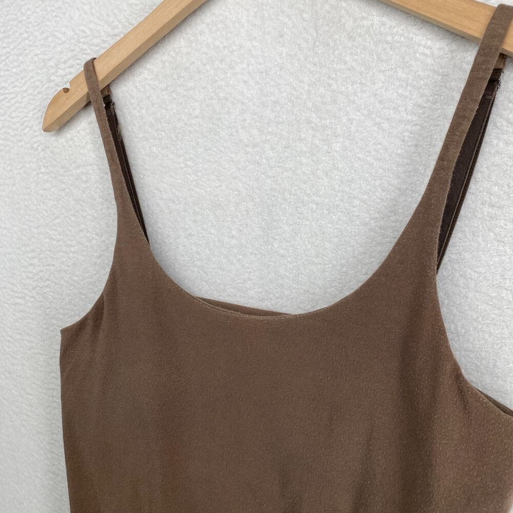 EILEEN FISHER Tank Top S Stretch Organic Cotton Scoop Neck Shelf Bra Brown USA - Picture 3 of 12